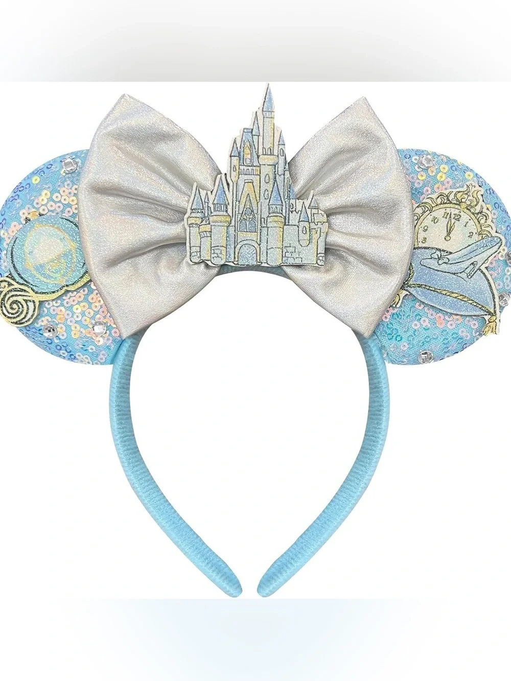 Disneyland Silver Castle Bow Women’s/Kids Headband - Light Blue Ears